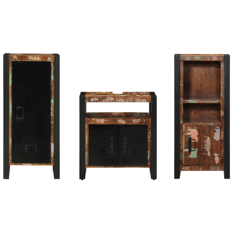 vidaXL Bathroom Furniture Set 3 pcs Multicolour Solid Reclaimed Wood
