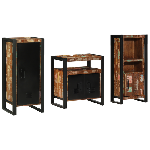 vidaXL Bathroom Furniture Set 3 pcs Multicolour Solid Reclaimed Wood