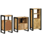 vidaXL Bathroom Furniture Set with Shelf 3 pcs Brown Solid Mango Wood