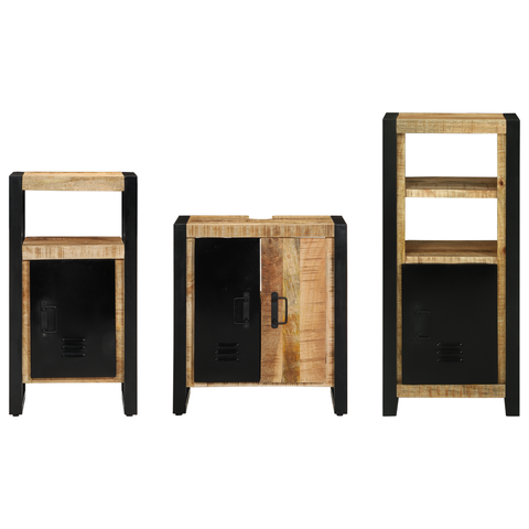 vidaXL Bathroom Furniture Set with Shelf 3 pcs Brown Solid Mango Wood