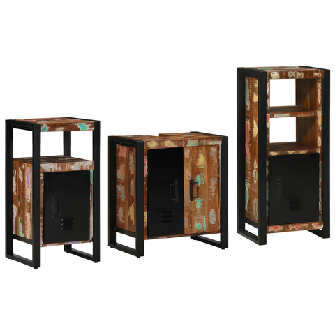 vidaXL Bathroom Furniture Set 3 pcs Multicolour Solid Reclaimed Wood