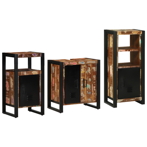 vidaXL Bathroom Furniture Set 3 pcs Multicolour Solid Reclaimed Wood