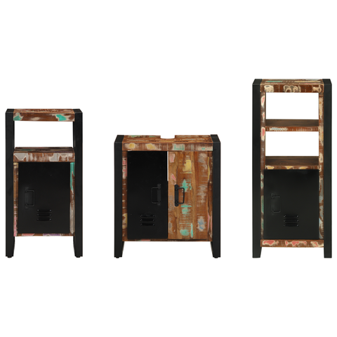 vidaXL Bathroom Furniture Set 3 pcs Multicolour Solid Reclaimed Wood