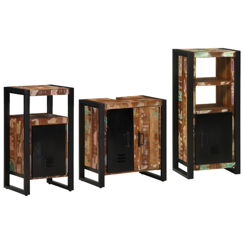 vidaXL Bathroom Furniture Set 3 pcs Multicolour Solid Reclaimed Wood
