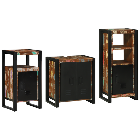 vidaXL Bathroom Furniture Set 3 pcs Multicolour Solid Reclaimed Wood