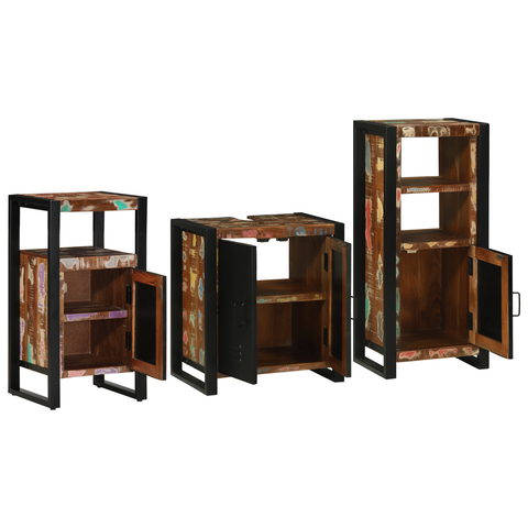 vidaXL Bathroom Furniture Set 3 pcs Multicolour Solid Reclaimed Wood