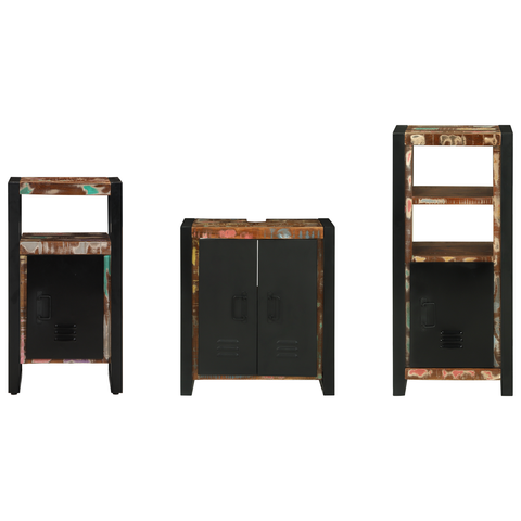 vidaXL Bathroom Furniture Set 3 pcs Multicolour Solid Reclaimed Wood