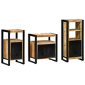 vidaXL Bathroom Furniture Set with Shelf 3 pcs Brown Solid Mango Wood