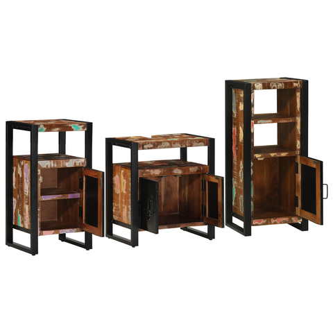 vidaXL Bathroom Furniture Set 3 pcs Multicolour Solid Reclaimed Wood
