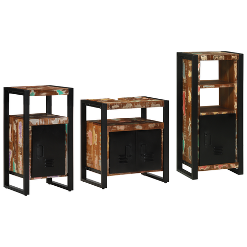 vidaXL Bathroom Furniture Set 3 pcs Multicolour Solid Reclaimed Wood