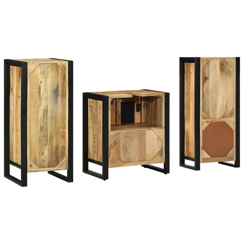 vidaXL Bathroom Furniture Set with Shelf 3 pcs Brown Solid Mango Wood