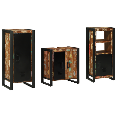 vidaXL Bathroom Furniture Set 3 pcs Multicolour Solid Reclaimed Wood