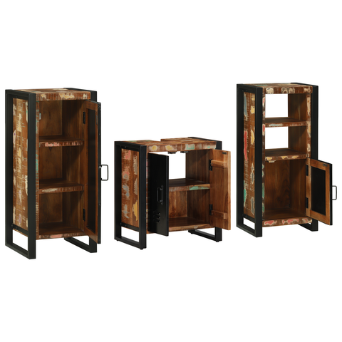 vidaXL Bathroom Furniture Set 3 pcs Multicolour Solid Reclaimed Wood