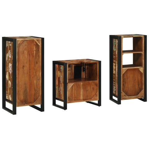 vidaXL Bathroom Furniture Set 3 pcs Multicolour Solid Reclaimed Wood