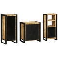 vidaXL Bathroom Furniture Set with Shelf 3 pcs Brown Solid Mango Wood