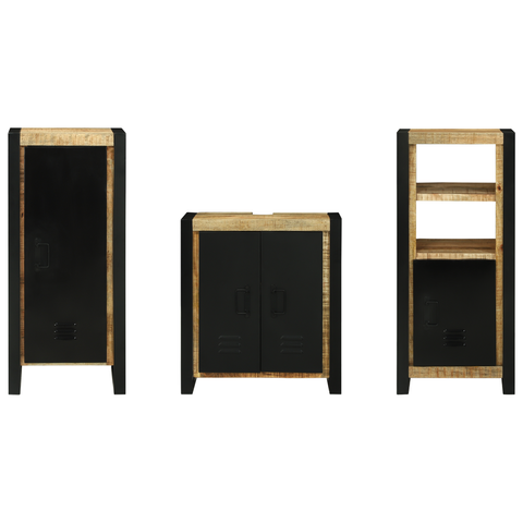 vidaXL Bathroom Furniture Set with Shelf 3 pcs Brown Solid Mango Wood
