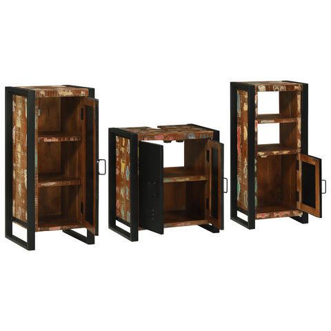 vidaXL Bathroom Furniture Set 3 pcs Multicolour Solid Reclaimed Wood