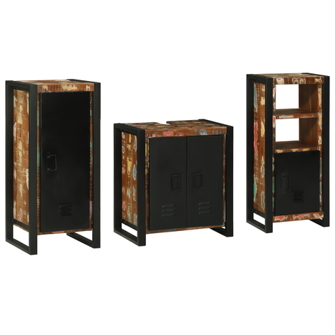 vidaXL Bathroom Furniture Set 3 pcs Multicolour Solid Reclaimed Wood