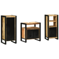 vidaXL Bathroom Furniture Set with Shelf 3 pcs Brown Solid Mango Wood