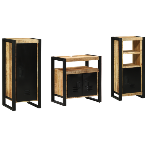 vidaXL Bathroom Furniture Set with Shelf 3 pcs Brown Solid Mango Wood