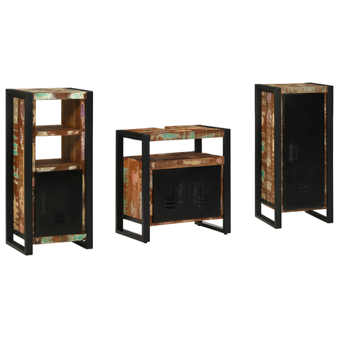 vidaXL Bathroom Furniture Set 3 pcs Multicolour Solid Reclaimed Wood
