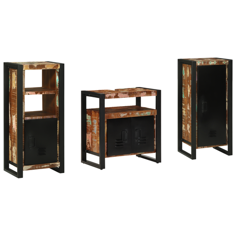 vidaXL Bathroom Furniture Set 3 pcs Multicolour Solid Reclaimed Wood
