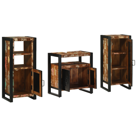 vidaXL Bathroom Furniture Set 3 pcs Multicolour Solid Reclaimed Wood