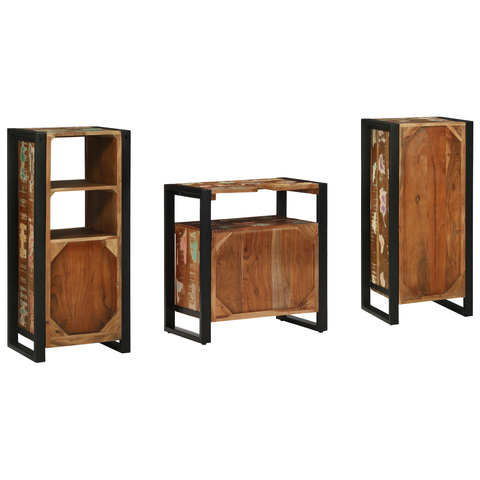 vidaXL Bathroom Furniture Set 3 pcs Multicolour Solid Reclaimed Wood
