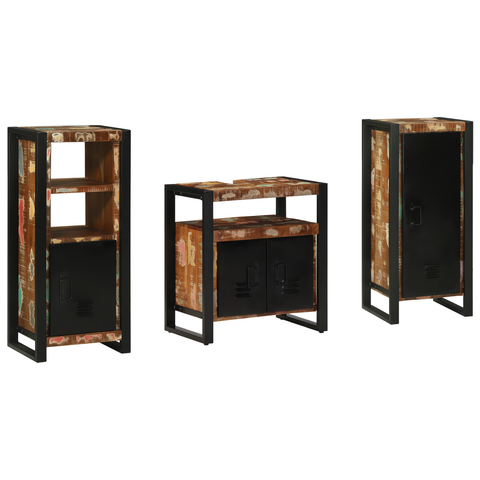 vidaXL Bathroom Furniture Set 3 pcs Multicolour Solid Reclaimed Wood