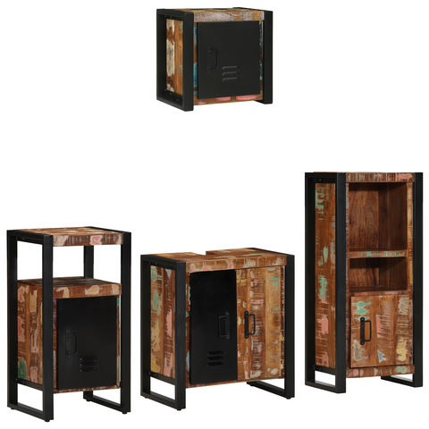 vidaXL Bathroom Furniture Set 4 pcs Multicolour Solid Reclaimed Wood