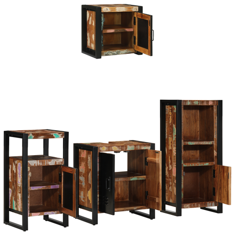 vidaXL Bathroom Furniture Set 4 pcs Multicolour Solid Reclaimed Wood