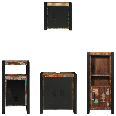 vidaXL Bathroom Furniture Set 4 pcs Multicolour Solid Reclaimed Wood