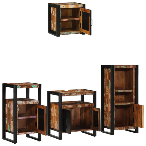 vidaXL Bathroom Furniture Set 4 pcs Multicolour Solid Reclaimed Wood