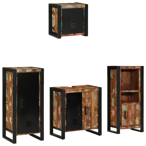 vidaXL Bathroom Furniture Set 4 pcs Multicolour Solid Reclaimed Wood
