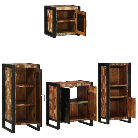 vidaXL Bathroom Furniture Set 4 pcs Multicolour Solid Reclaimed Wood