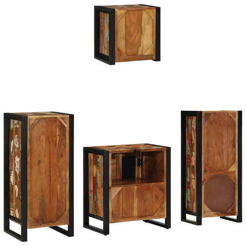 vidaXL Bathroom Furniture Set 4 pcs Multicolour Solid Reclaimed Wood