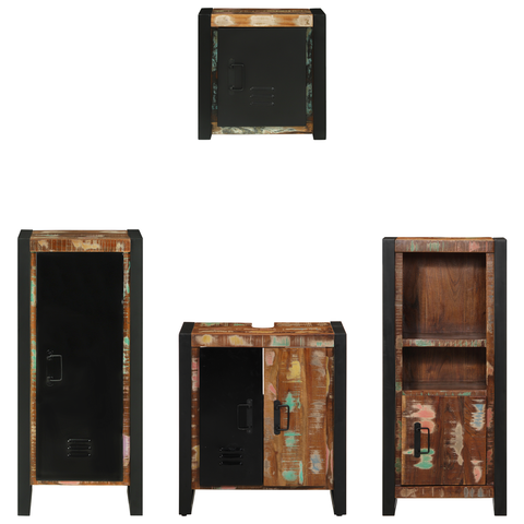 vidaXL Bathroom Furniture Set 4 pcs Multicolour Solid Reclaimed Wood