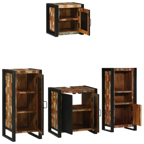 vidaXL Bathroom Furniture Set 4 pcs Multicolour Solid Reclaimed Wood