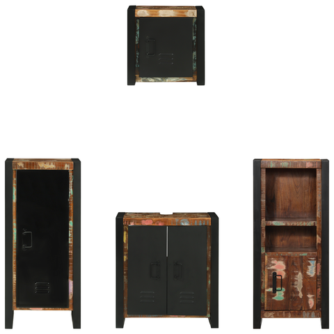 vidaXL Bathroom Furniture Set 4 pcs Multicolour Solid Reclaimed Wood