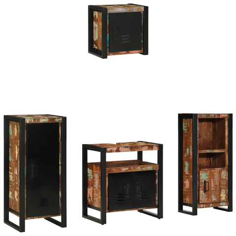 vidaXL Bathroom Furniture Set 4 pcs Multicolour Solid Reclaimed Wood