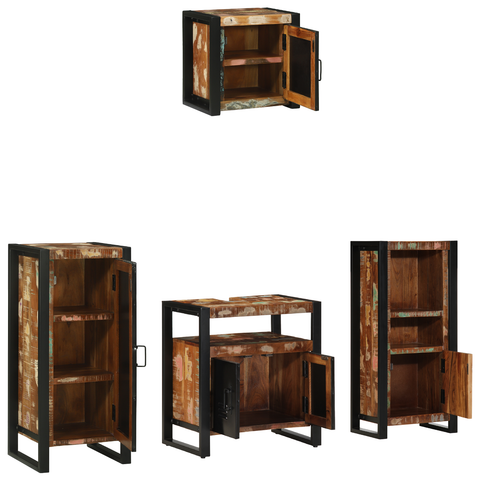 vidaXL Bathroom Furniture Set 4 pcs Multicolour Solid Reclaimed Wood