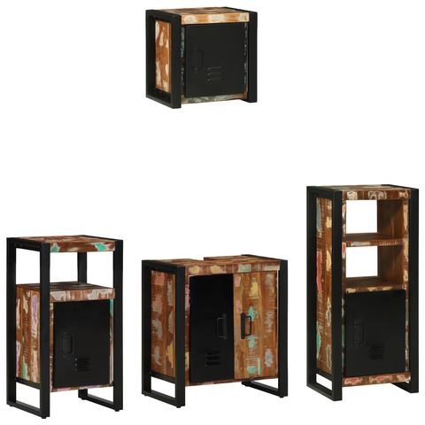 vidaXL Bathroom Furniture Set 4 pcs Multicolour Solid Reclaimed Wood