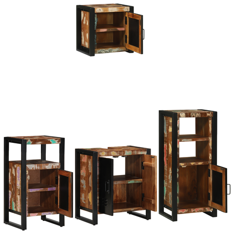 vidaXL Bathroom Furniture Set 4 pcs Multicolour Solid Reclaimed Wood
