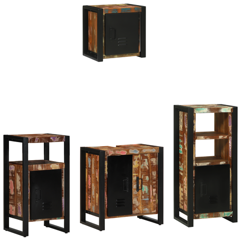 vidaXL Bathroom Furniture Set 4 pcs Multicolour Solid Reclaimed Wood