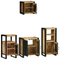 vidaXL Bathroom Furniture Set with Shelf 4 pcs Brown Solid Mango Wood