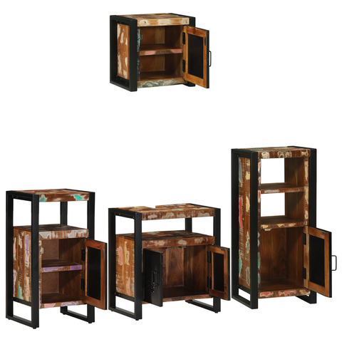 vidaXL Bathroom Furniture Set 4 pcs Multicolour Solid Reclaimed Wood