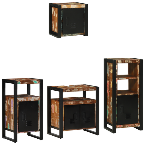 vidaXL Bathroom Furniture Set 4 pcs Multicolour Solid Reclaimed Wood