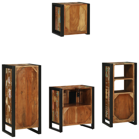 vidaXL Bathroom Furniture Set 4 pcs Multicolour Solid Reclaimed Wood