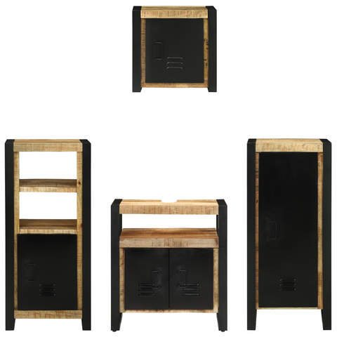 vidaXL Bathroom Furniture Set with Shelf 4 pcs Brown Solid Mango Wood