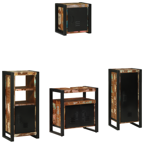 vidaXL Bathroom Furniture Set 4 pcs Multicolour Solid Reclaimed Wood